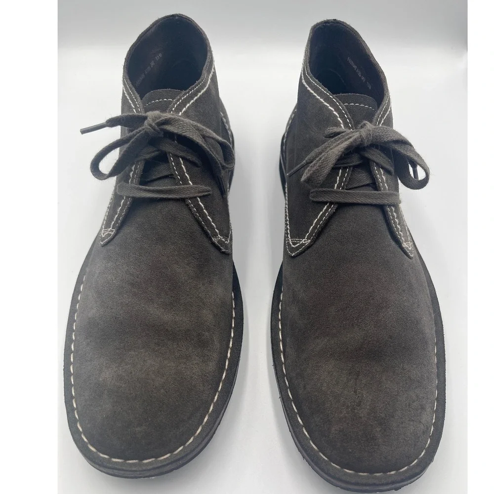 John Varvatos Gray Suede Chukka Boots Mens 13 Premium Leather Lace Up